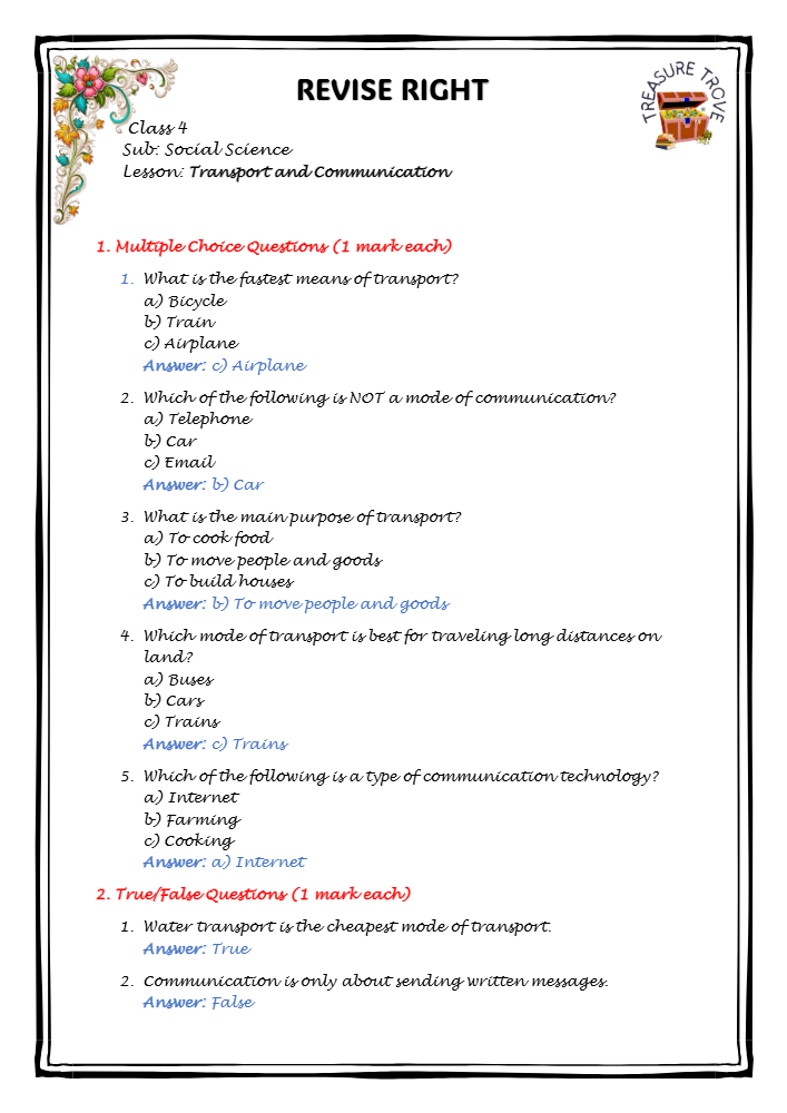 TRANSPORT AND COMMUNICATION