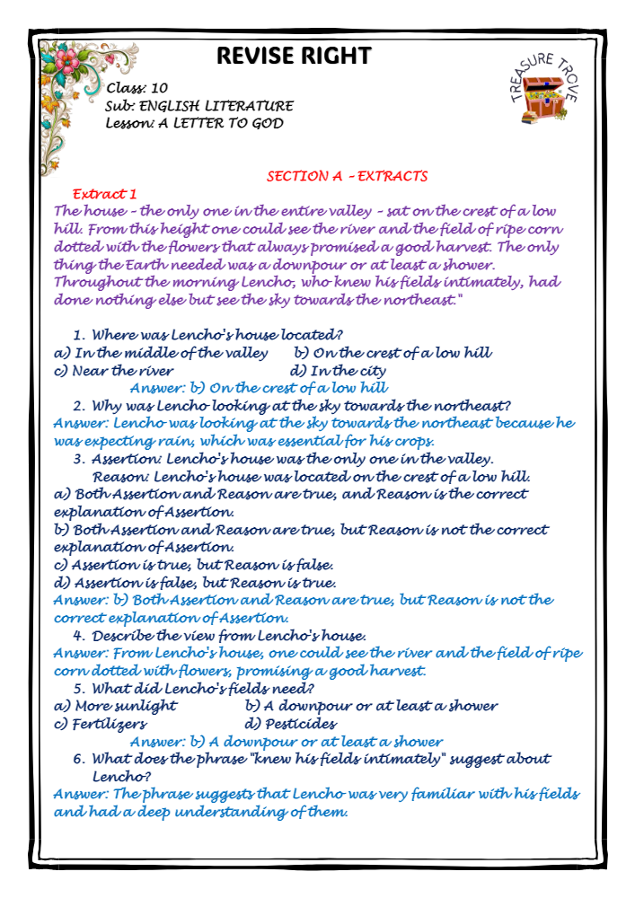 A LETTER TO GOD NOTES