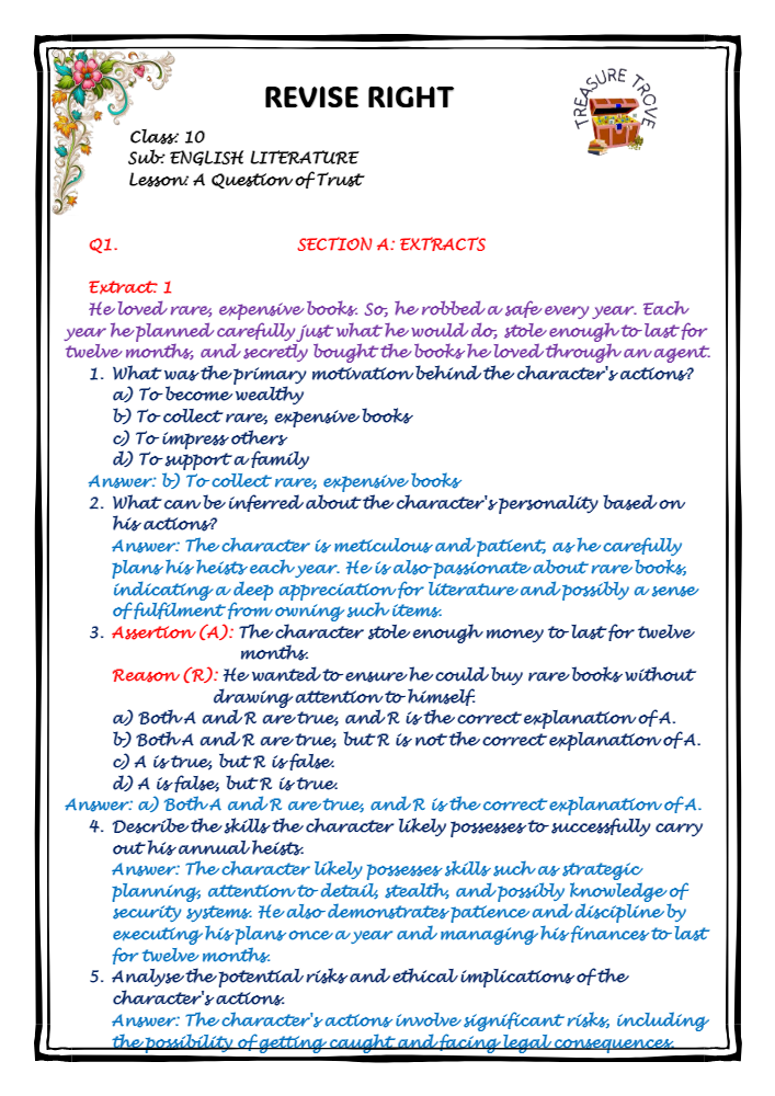 A Question of Trust NOTES