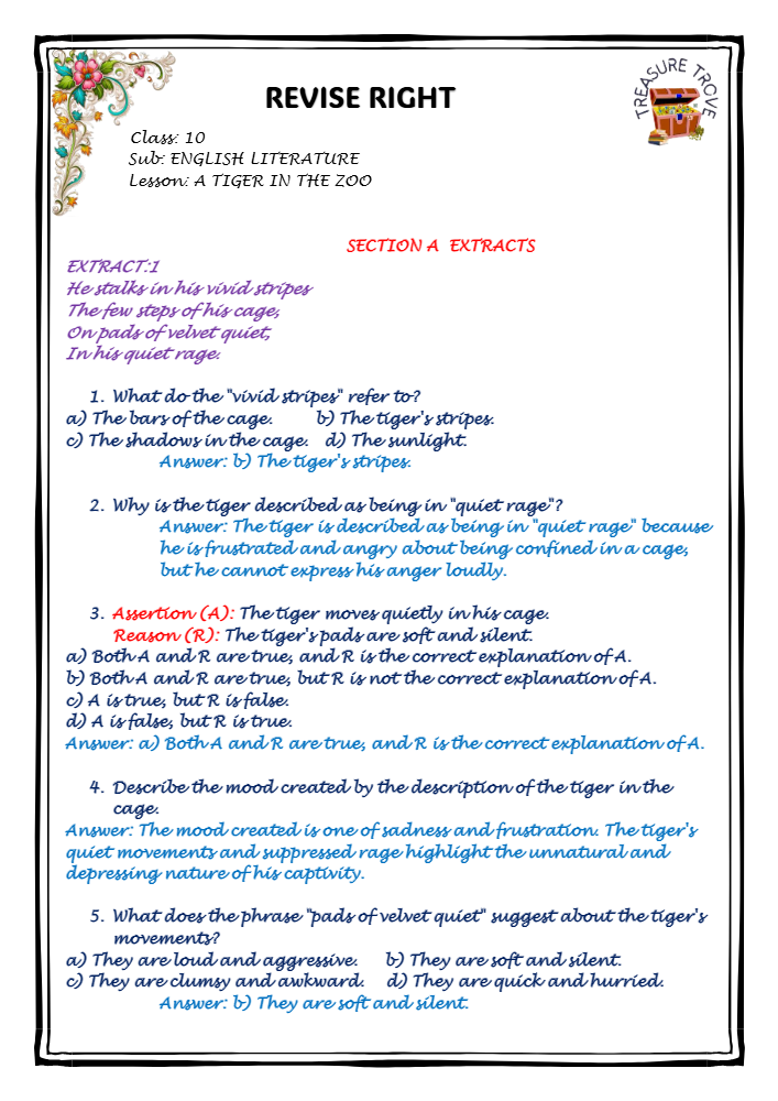 A TIGER IN THE ZOO NOTES