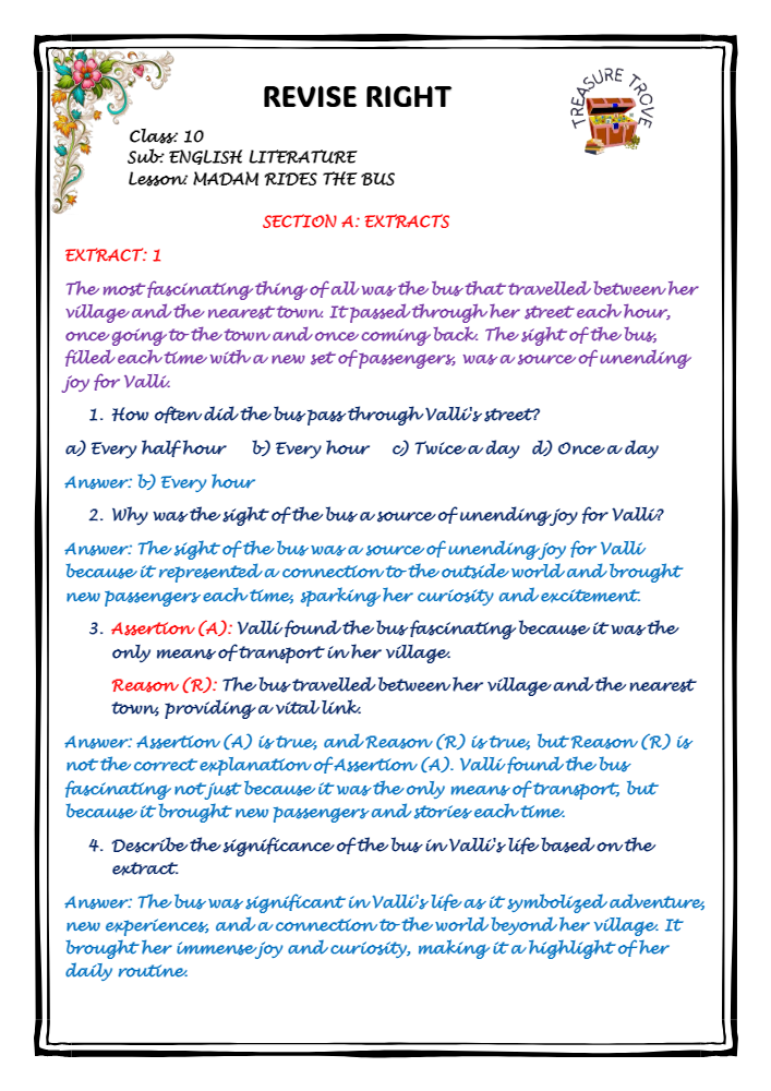 MADAM RIDES THE BUS NOTES